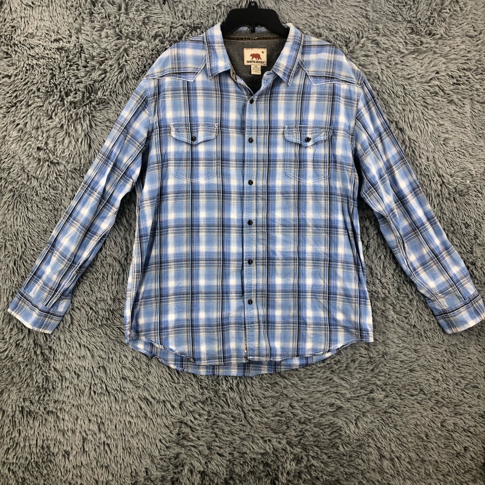 Dakota Shirt Grizzly Mens 2XL Plaid Pearl Snap Long Sleeve Logo
